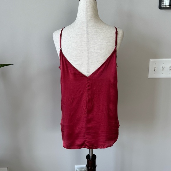 Anthropologie Floreat Silk Elegant Burgundy Spaghetti Strap Tann Top - Picture 5 of 12